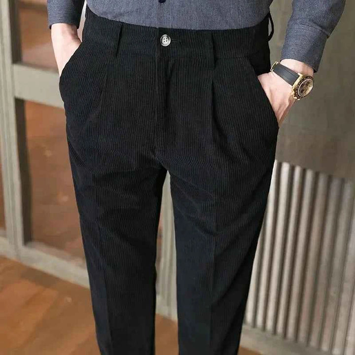 Men's Elegant Corduroy Trousers Black