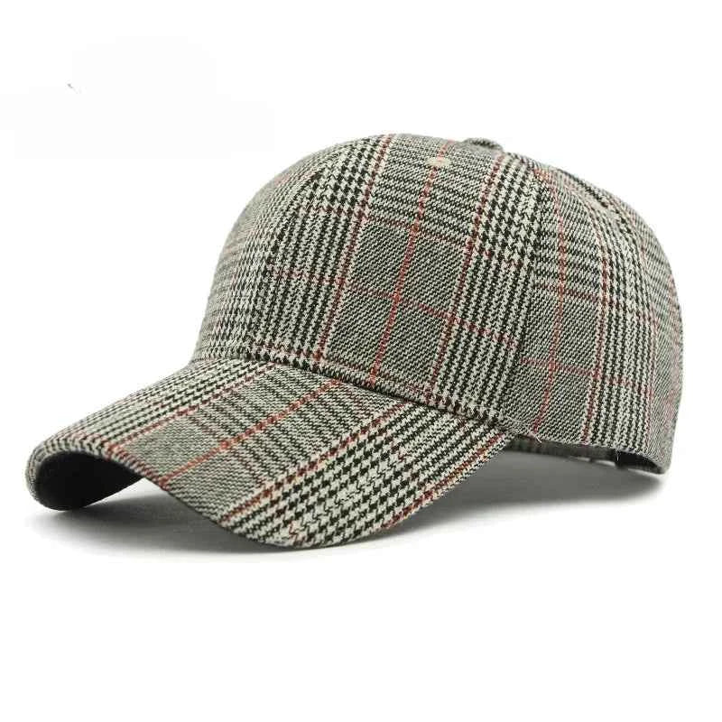 Classic Plaid Baseball Cap Gray