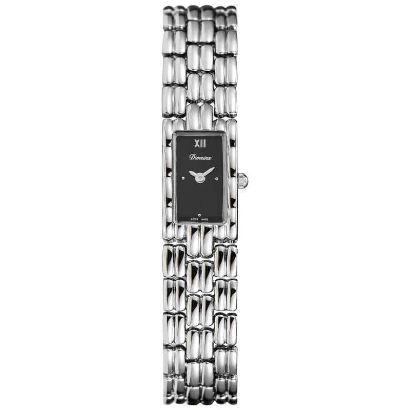 Rectangular Roman Numeral Dial Link Wrist Watch