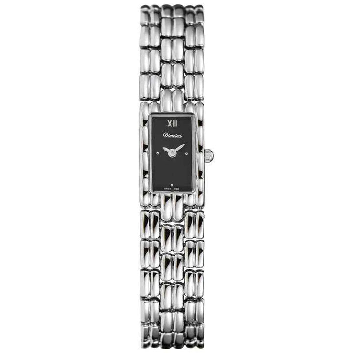 Rectangular Roman Numeral Dial Link Wrist Watch
