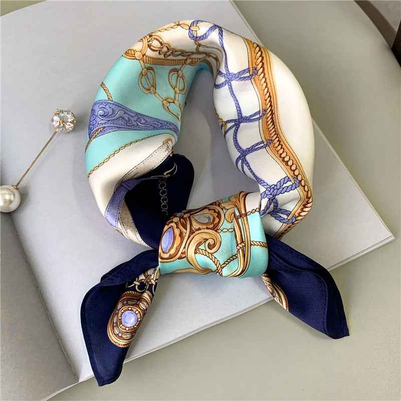 Women's Pure Silk Scarf - Luxurious and Elegant Accessory Blue