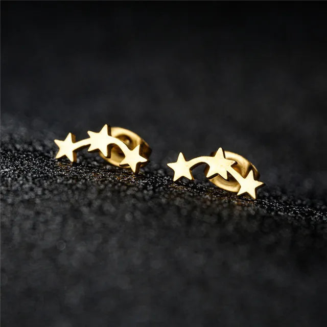 Star | Women's Minimalistic Earrings – Timeless Elegance Heavenly Bow: Golden Star Cluster Earrings