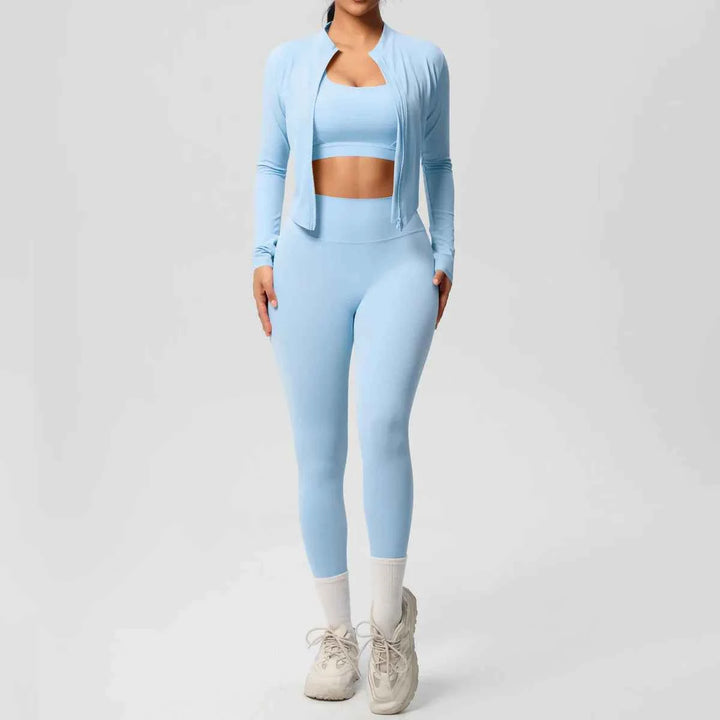 3-Piece Women’s Gym Set Sky Blue