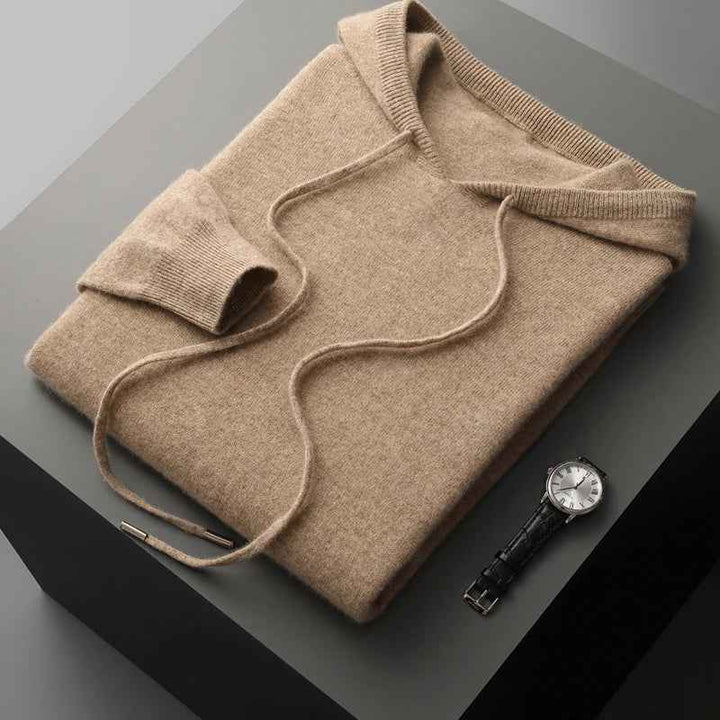 Men's Wool Hoodie - Stylish and Cozy Knitwear Khaki