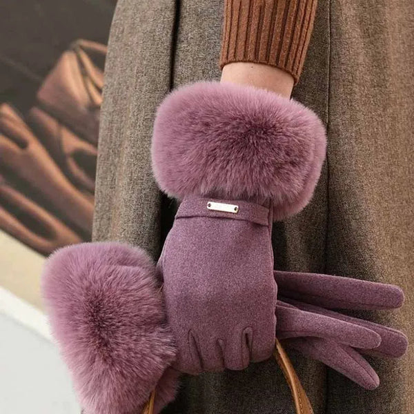 Luxurious Siberian Fur Gloves for Ultimate Warmth Purple