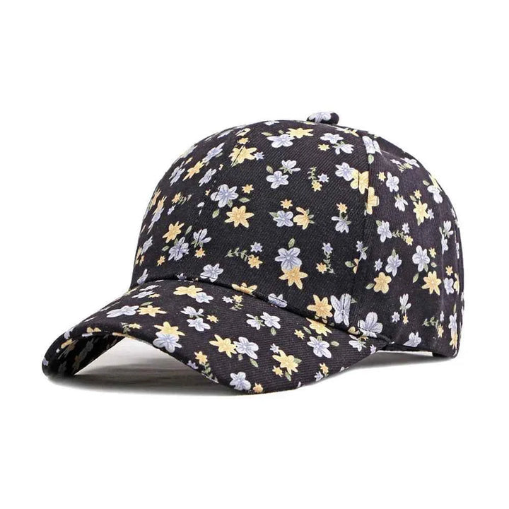 Floral Sun Hat Black Adjustable