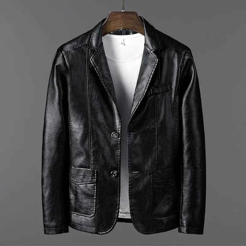 Men's Romano Leather Blazer Onyx Black