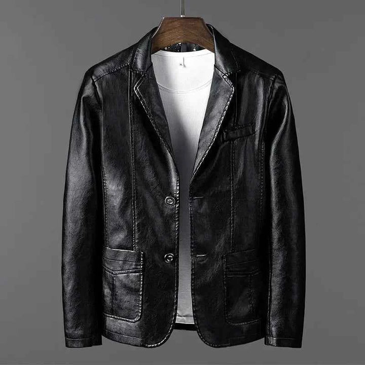 Men's Romano Leather Blazer Onyx Black