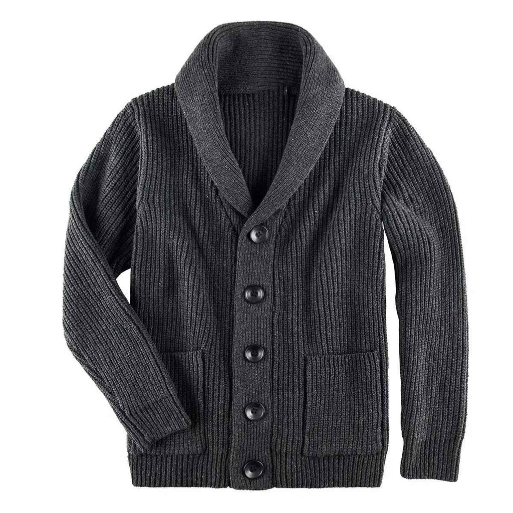 Men's Shawl Cardigan - Stylish and Versatile Knitwear Dark Grey