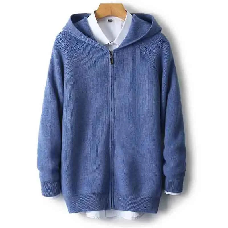 Wool Zip Hoodie Cardigan Men ‒ Thick Knit Autumn/Winter Zip Jacket