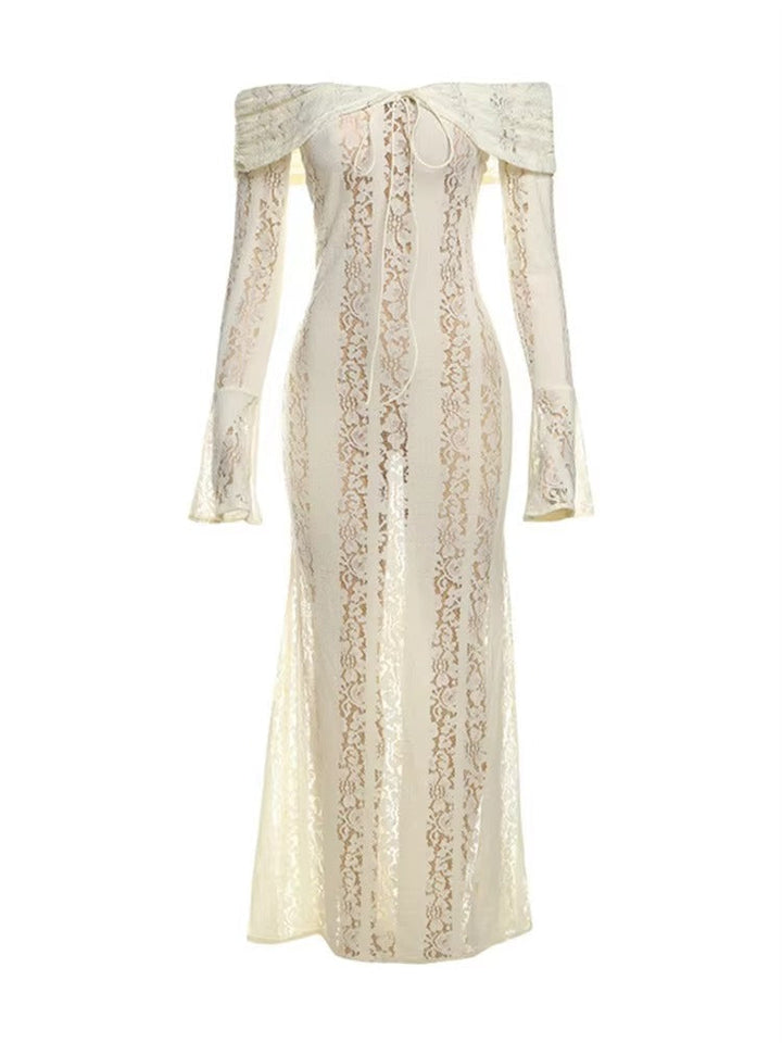 Luxe Off-Shoulder Maxi Dress in Lace for Women