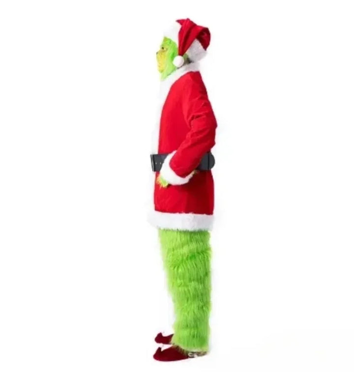 Halloween's Green Shaggy Monster Santa Claus Costume Set for Adults