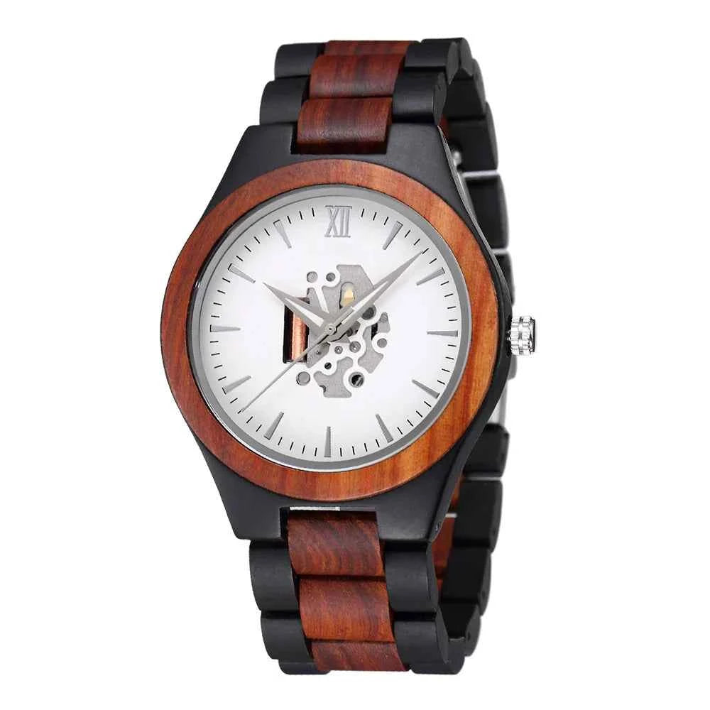 Wooden Skeleton Dial Analog Wristwatch | Durable Timepiece