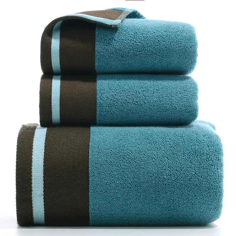 Soft Terry Cotton Bath Towel Blue 3-Piece