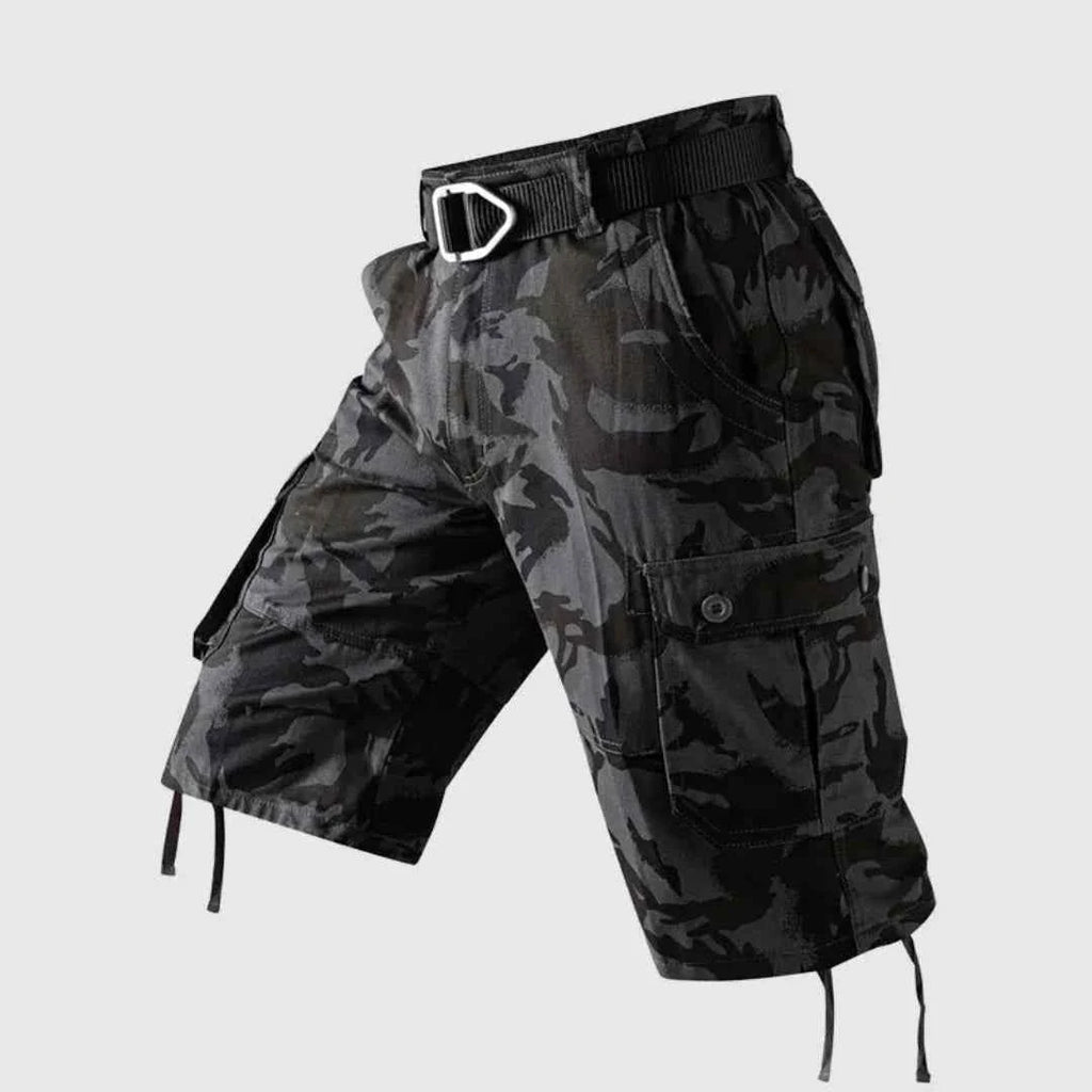 Men's Camo Multi-Pocket Cargo Shorts Black