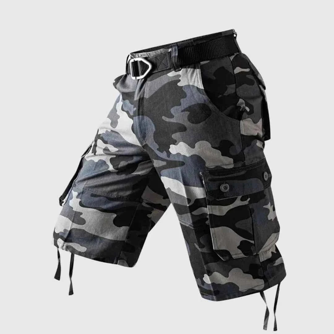 Men's Camo Multi-Pocket Cargo Shorts Gray