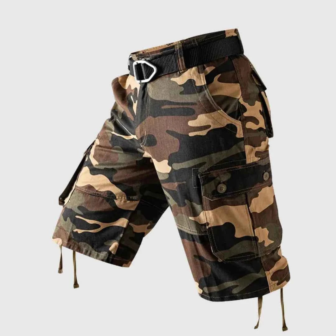 Men's Camo Multi-Pocket Cargo Shorts Khaki
