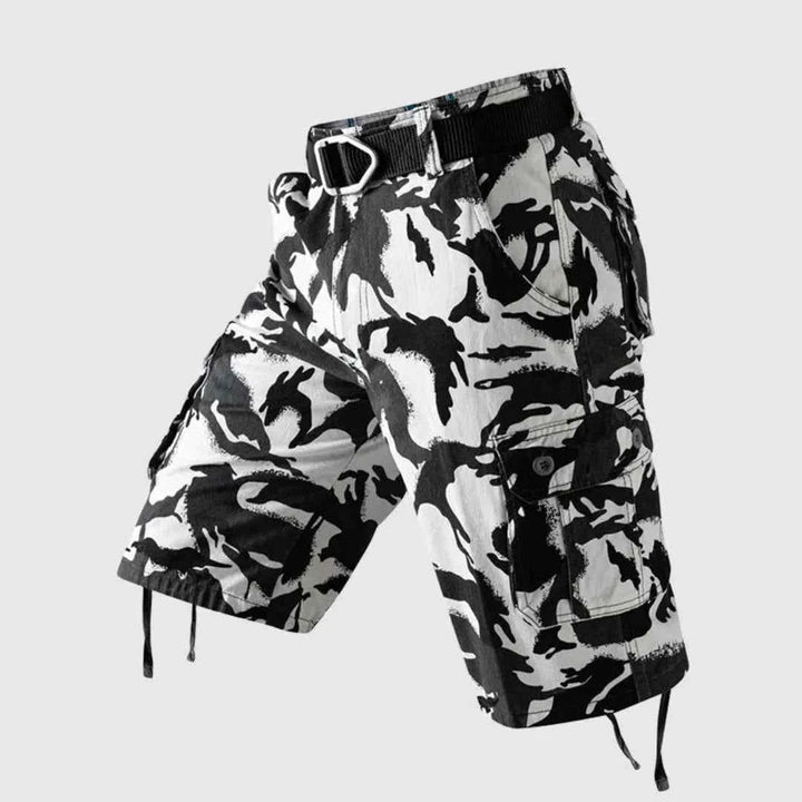 Men's Camo Multi-Pocket Cargo Shorts White
