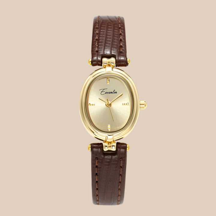 Sienna | Women's Elegant Gold Watch with Timeless Design Oval Brown
