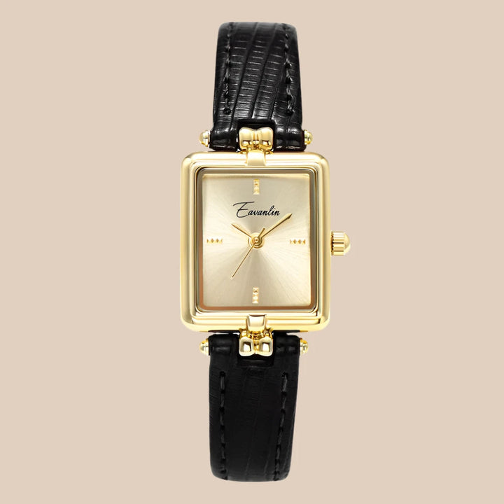 Sienna | Women's Elegant Gold Watch with Timeless Design Rectangular Black