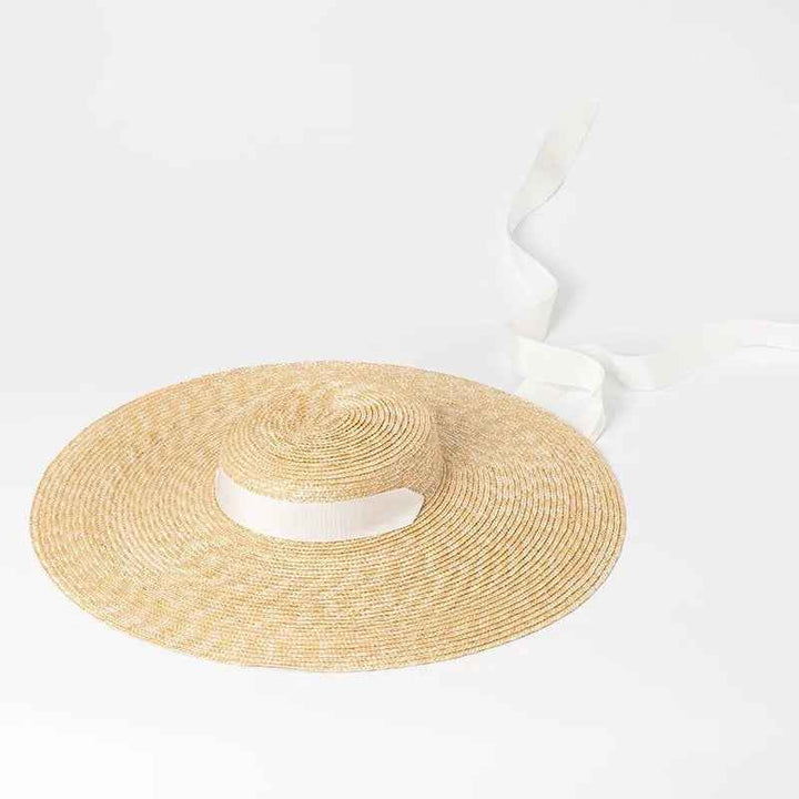 Simple And Fashionable Strappy Straw flat Top Straw Hat Sunshade Straw Straw Hat