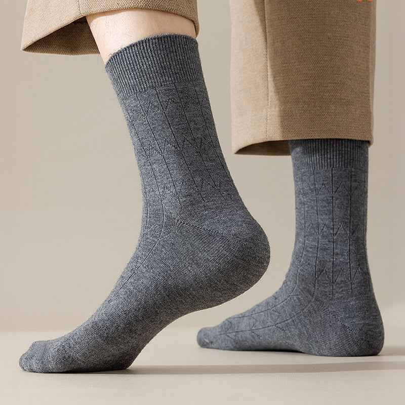 Ribbed Wool-Blend Crew Socks | Solid Length Design Gray