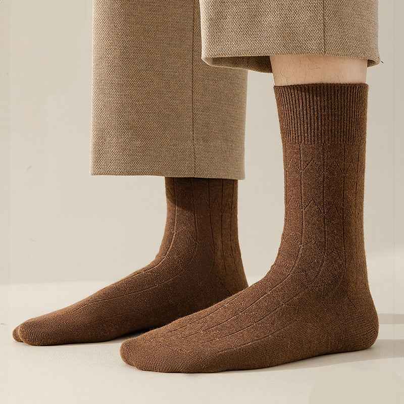 Ribbed Wool-Blend Crew Socks | Solid Length Design Brown