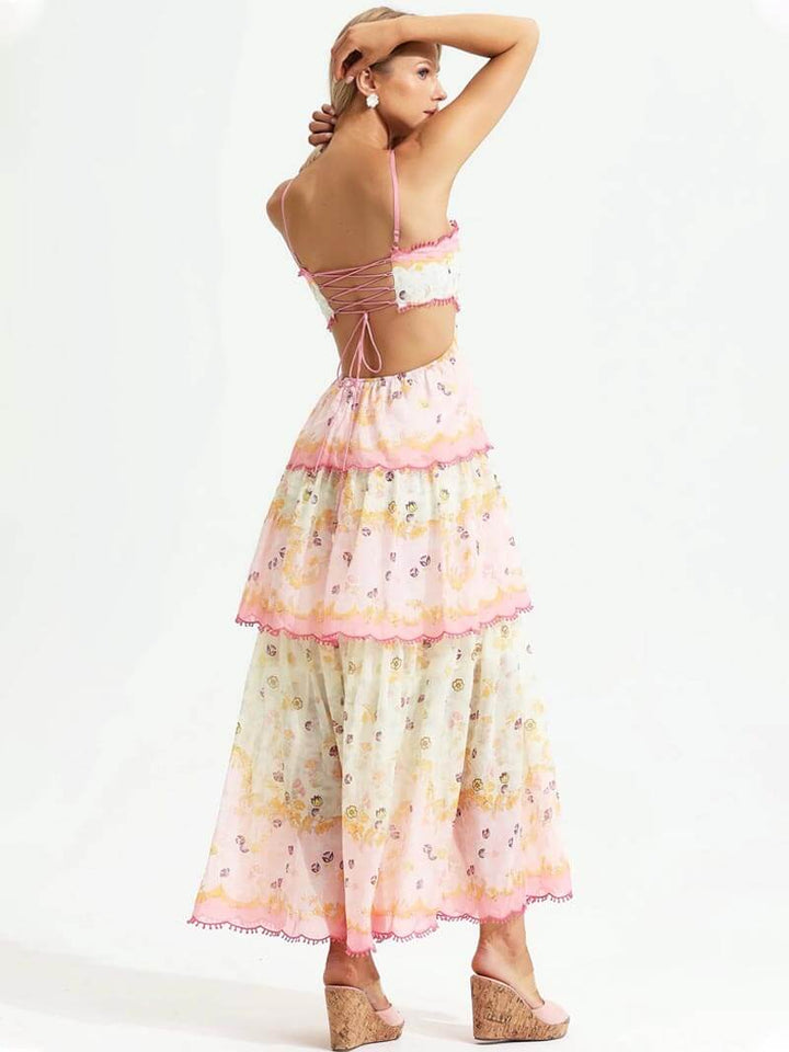 Aislin | Women's Embroidered Ruffle Long Summer Dress