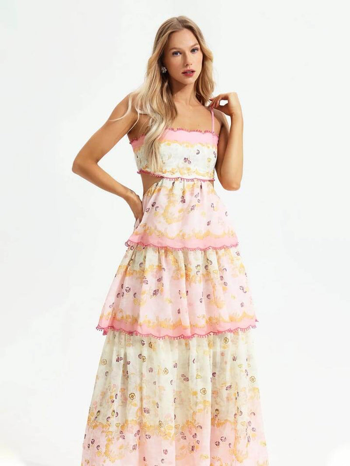Aislin | Women's Embroidered Ruffle Long Summer Dress