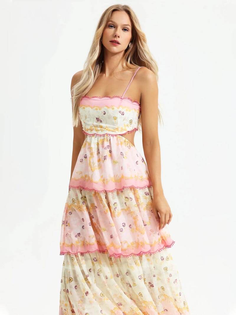 Aislin | Women's Embroidered Ruffle Long Summer Dress