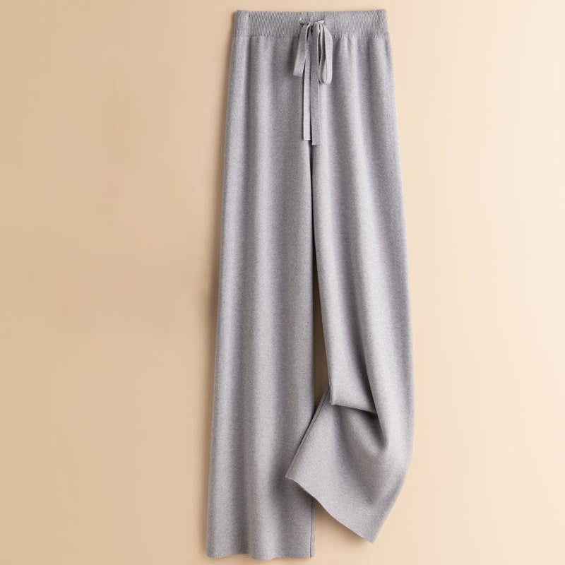 Women's Relaxed Fit Wide-Leg Drawstring Pants Light Gray