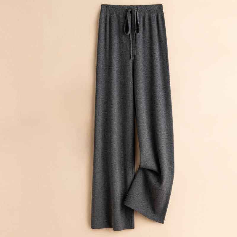 Women's Relaxed Fit Wide-Leg Drawstring Pants Dark Gray