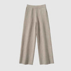 Women's Relaxed Fit Wide Leg Pants | Solid Full-Length Style Khaki