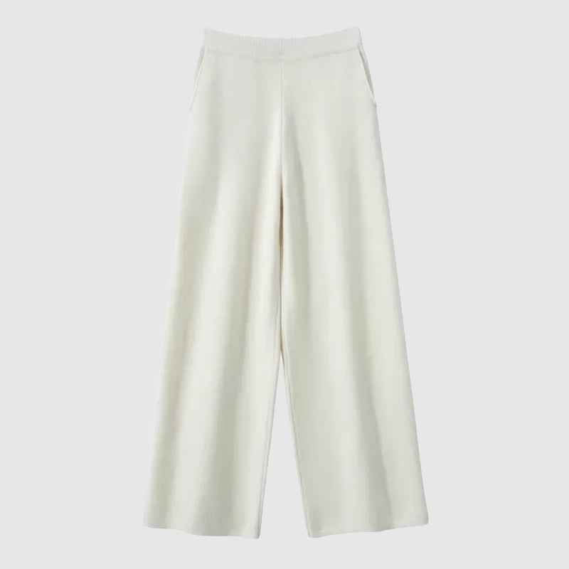 Women's Relaxed Fit Wide Leg Pants | Solid Full-Length Style White