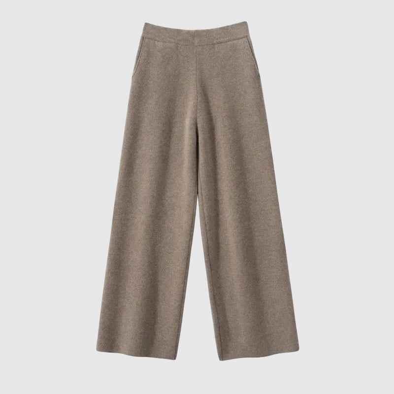 Women's Relaxed Fit Wide Leg Pants | Solid Full-Length Style Brown