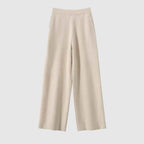 Women's Relaxed Fit Wide Leg Pants | Solid Full-Length Style Beige