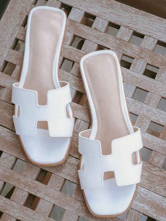 Samantha | Women’s 'H' design Sandals – Elegant Summer Comfort Style White