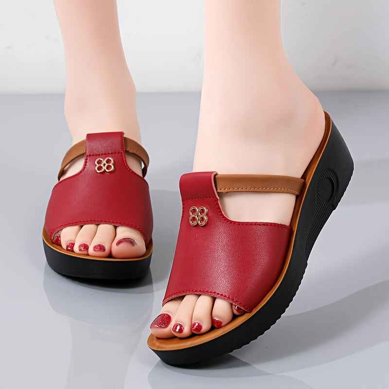 Elegant Women's Sandals with Comfort Platform Burgundy