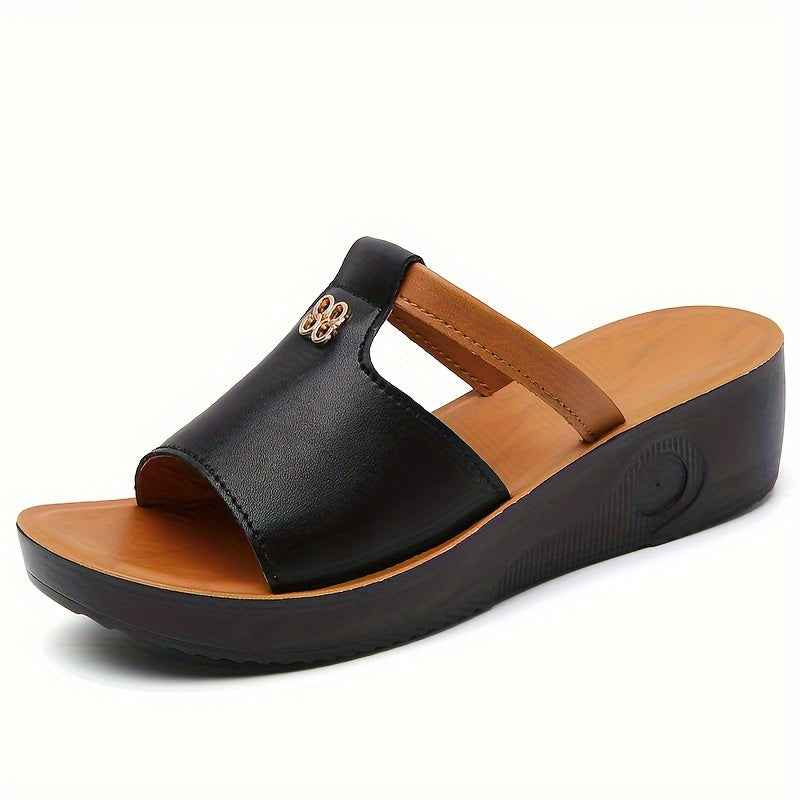 Elegant Women's Sandals with Comfort Platform Black