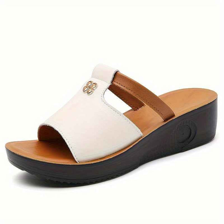 Elegant Women's Sandals with Comfort Platform Beige