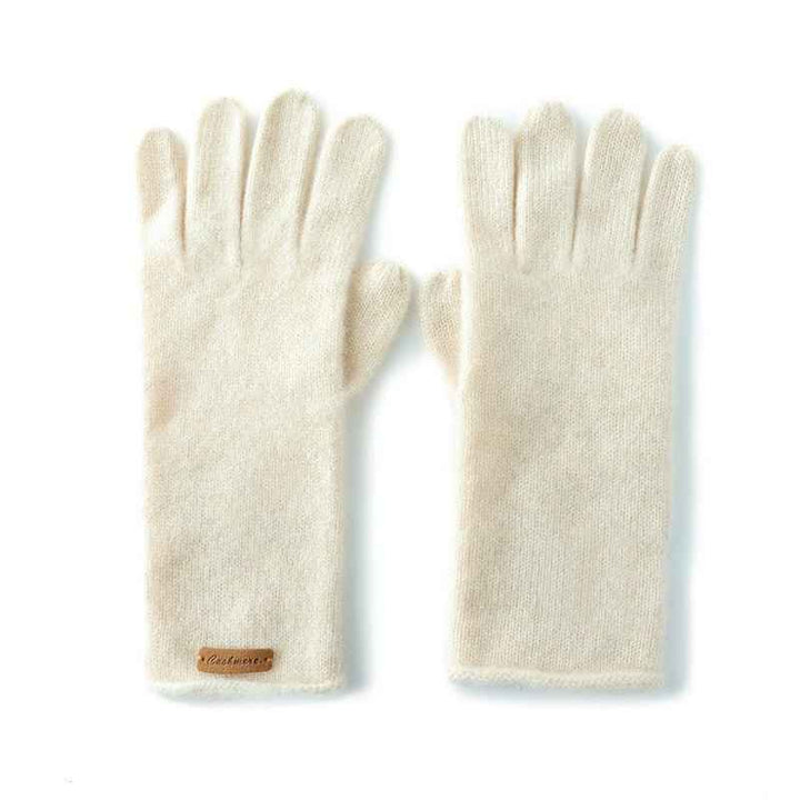 Solid Knitted Fitted Gloves White