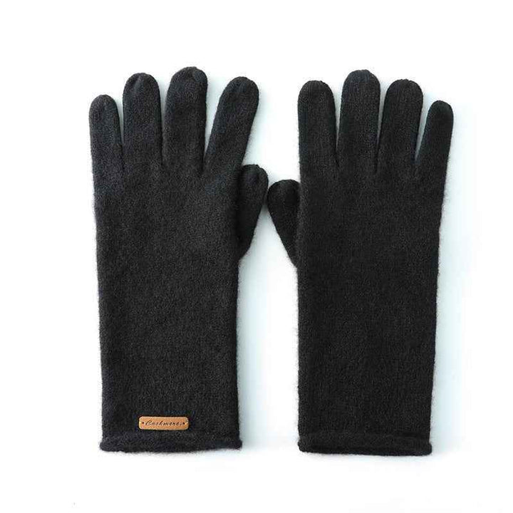 Solid Knitted Fitted Gloves Black