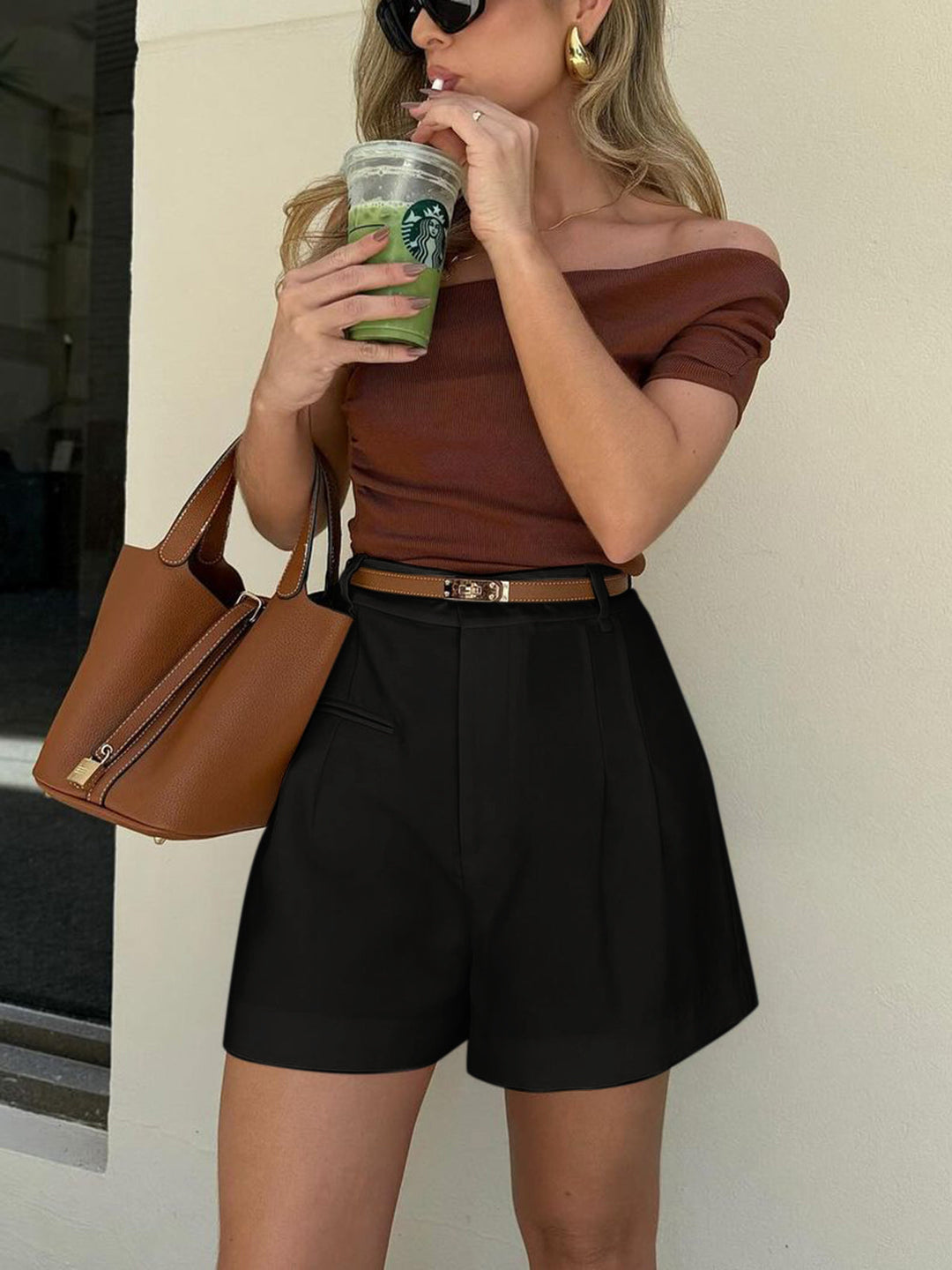Sonora | Women's High-Waisted Summer Shorts - Regular Fit Black