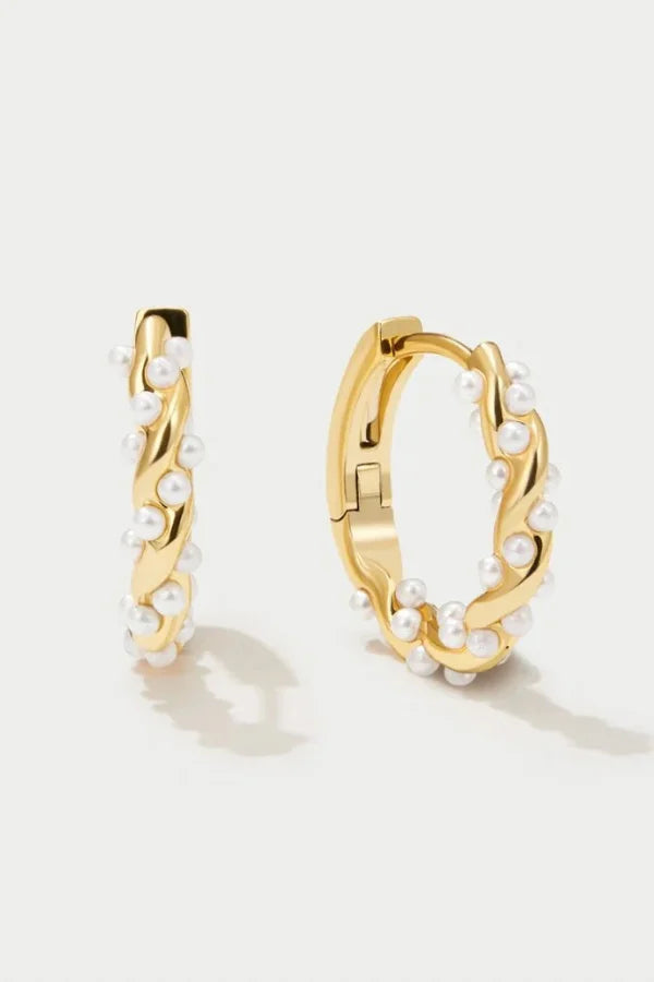 Sophia | Women's Gold-Colored Earrings with Pearl Accent
