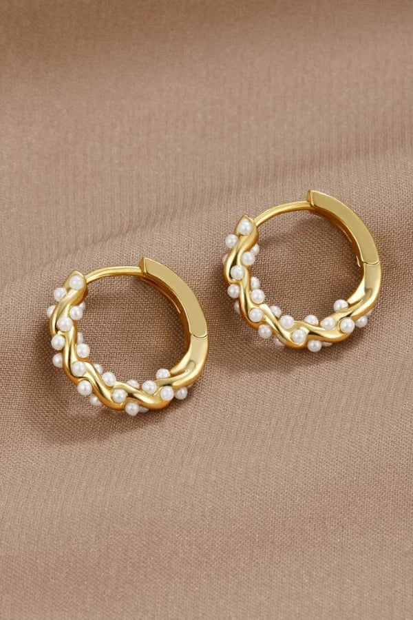 Sophia | Women's Gold-Colored Earrings with Pearl Accent