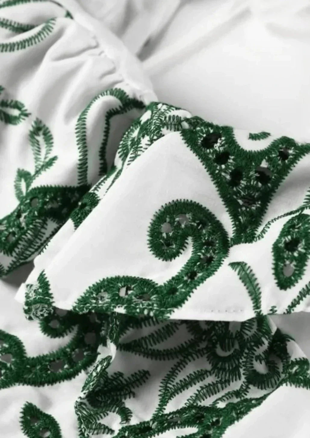 Amalia | Women's Long Cotton Summer Dress with Open Back – White-Green