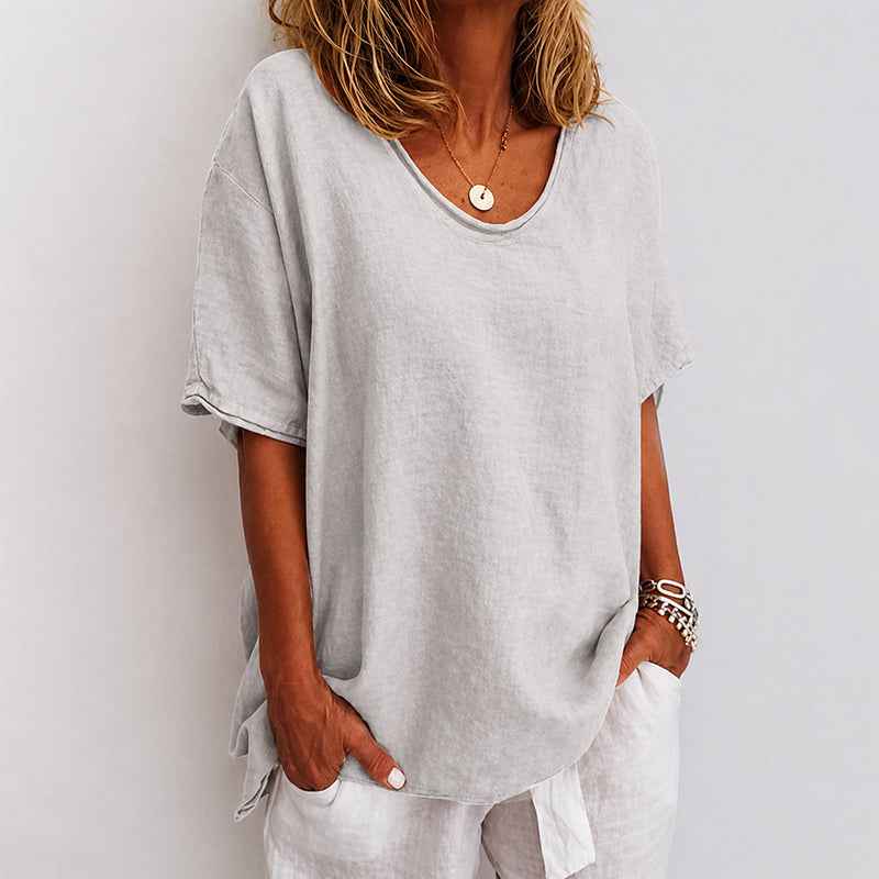 Women's Short Sleeve Loose-Fit Crewneck T-Shirt