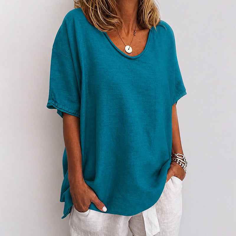 Women's Short Sleeve Loose-Fit Crewneck T-Shirt