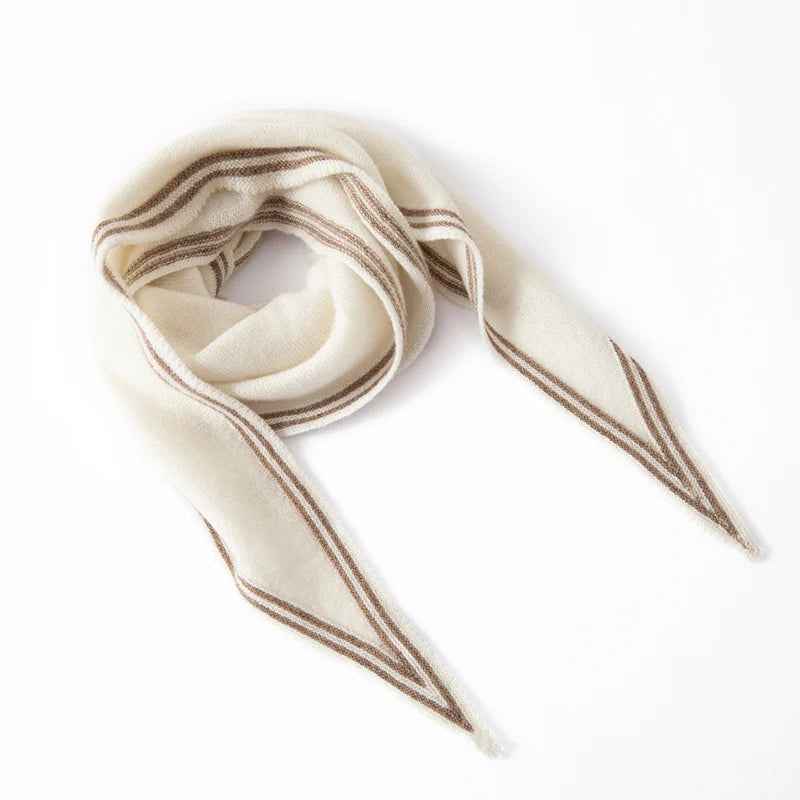 Striped Contrast Trim Drapey Scarf White One Size