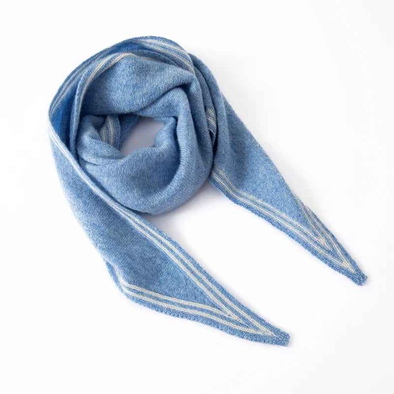 Striped Contrast Trim Drapey Scarf Blue One Size